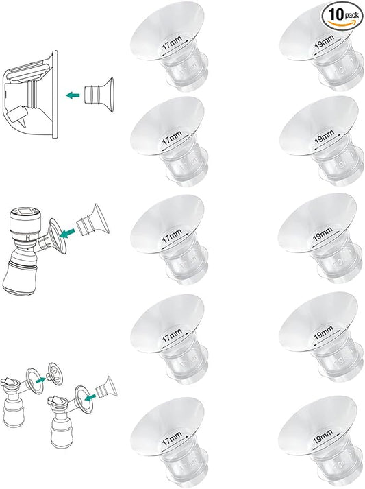 Flange Inserts 10PCS 17/19mm*5,24mm Breast Pump Shields/Flanges Compatible with Momcozy S9/S9pro/S10/S12/S12pro/Spectra/Medela/TSRETE, Reduce 24mm Tunnel Down to Correct Size