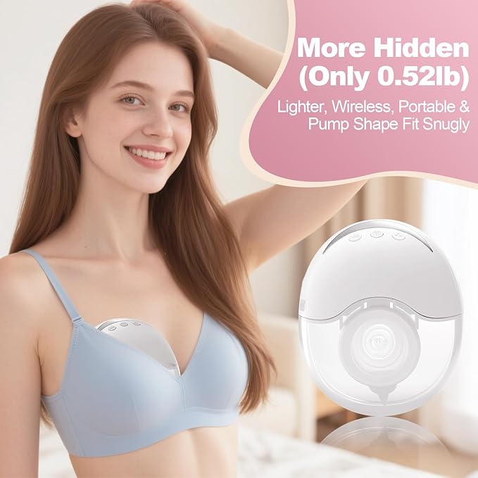 LAMSUET Hands Free Breast Pump - Strong Suction, Low Noise, Wearable Breastfeeding Pump, 4 Modes &12 Suction Levels - Portable Electric Breast Pump with 19/21/24mm Flanges (2 Pack)