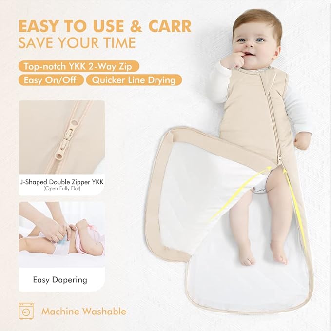 HAPIU Rayon Made from Bamboo Winter Baby Sleep Sack 2.5 TOG, 2-Way Zipper YKK, Warm Quilted Wearable Blanket