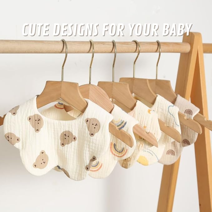 4 Pack Baby Bandana Bibs - Super Absorbent for Drooling & Teething - Soft, Flower Shape (0-24 Months)