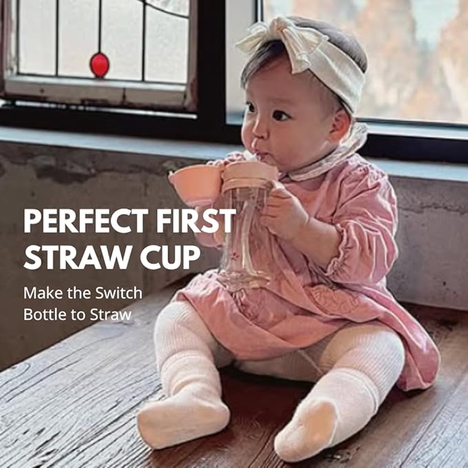 GROSMIMI Flip Top Spill Proof Sippy Cup, PPSU, BPA Free, 10 oz, Stage 2 Straw for Toddlers (Cherry)