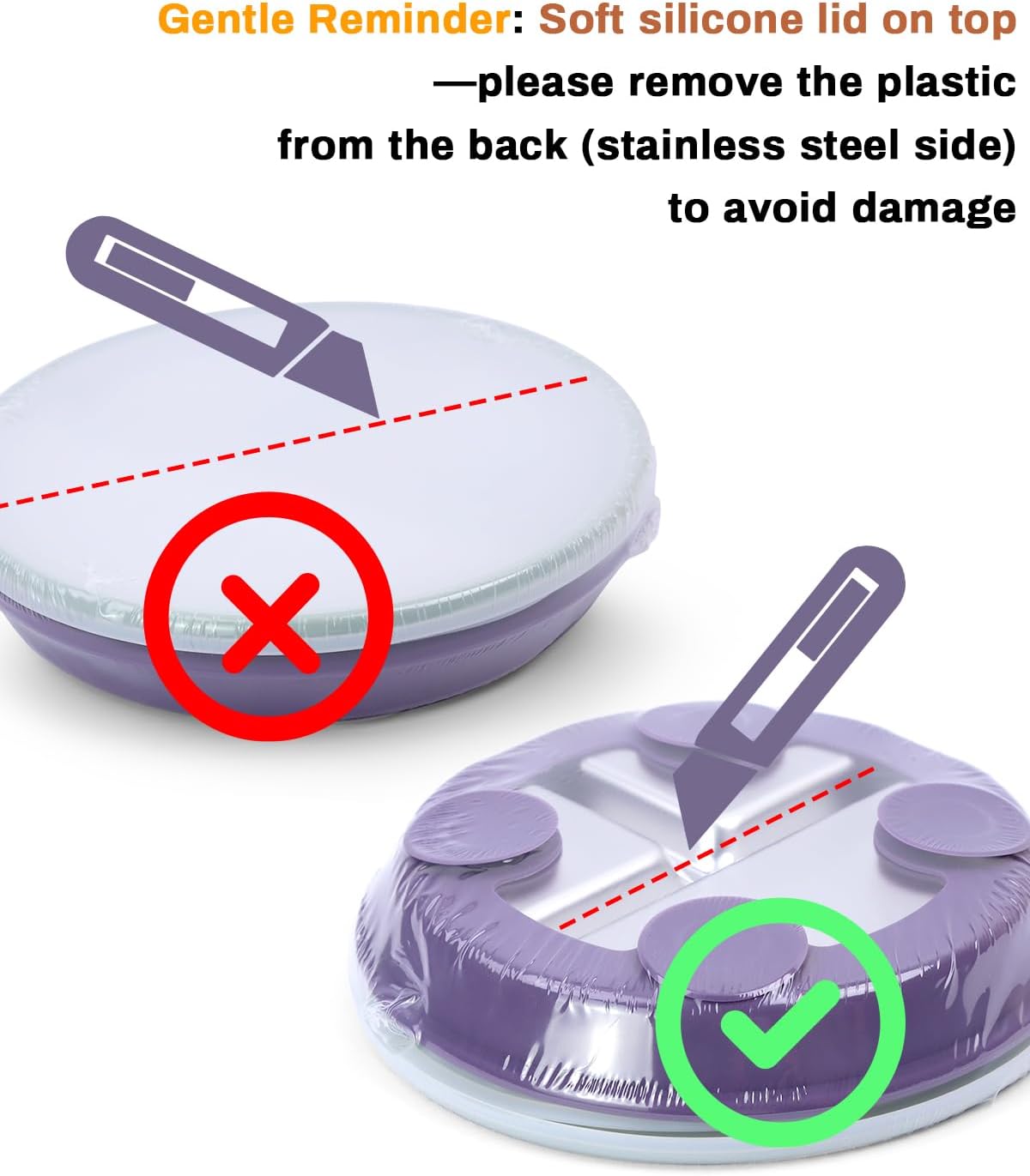 Stainless Steel Toddler Suction Plate with Lid, Deeper 9" Divided Plates with Removable Silicone Sleeves for Kids, Non Toxic & BPA Free | Unbreakable Baby Snack Dishes Set of 2, Blue & Gray
