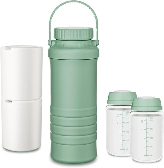 Portable Breast Milk Cooler Bottle - 22oz Breastmilk Chiller for Outdoor Travel Mom, Keeps Milk Fresh Cooling for 24 Hours, Breastfeeding Essentials with 2pcs Bottle for Breastmilk Storage