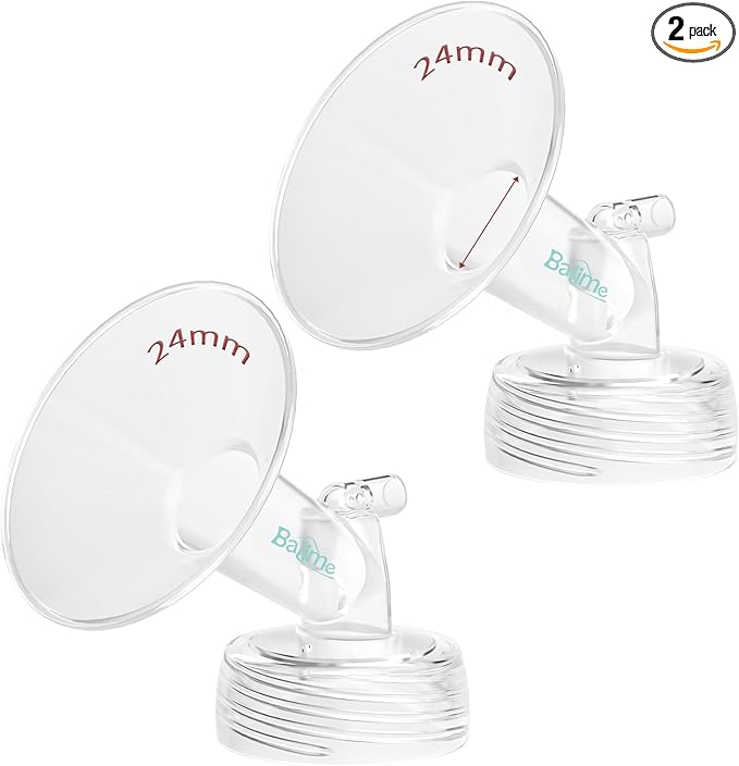 24MM Wide-Mouth Flange Spectra Replacement Pump Parts for S1 S2 - Exact Fit Medical Grade Flanges Breast Pump Parts - BPA Free Spectra Pump Parts - Perfect for Travel & Working Moms (2-Pack)