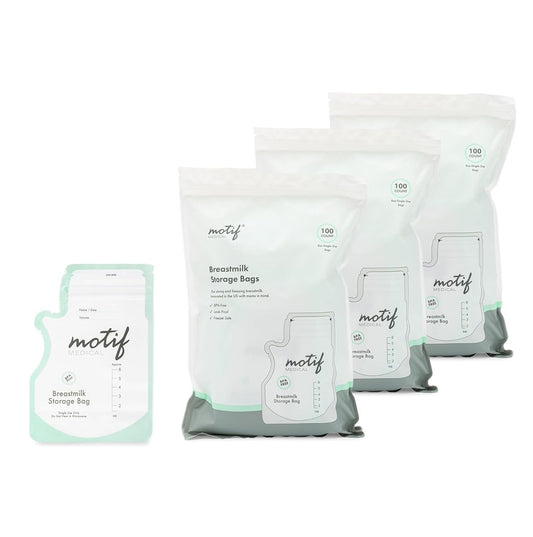 Motif Medical Breastmilk Storage Bags - Freezer Bag w/Easy Pour Spout, Write-On Label - Leak-Proof Double Zipper Milk Bags for Breastmilk - Breastfeeding Mom Gifts (6 oz, 300 Count)