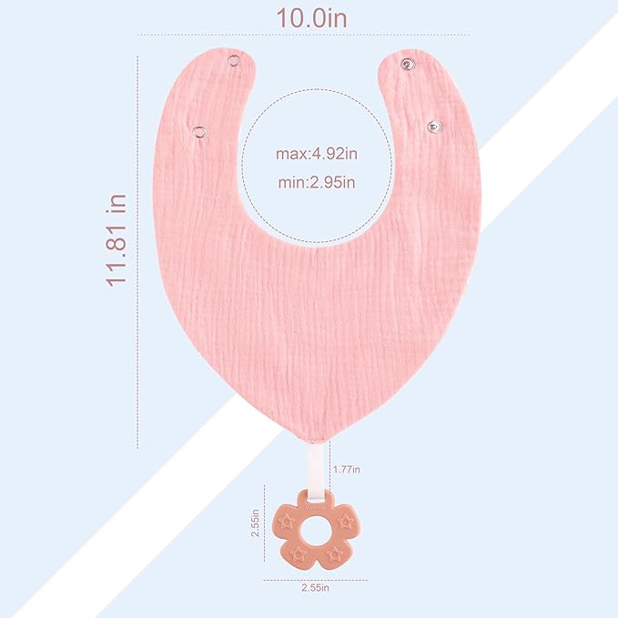 Baby Bandana Drool Bibs 6-Pack and Teething Toys 6-Pack Made with 100% Organic Cotton, Absorbent and Soft Unisex