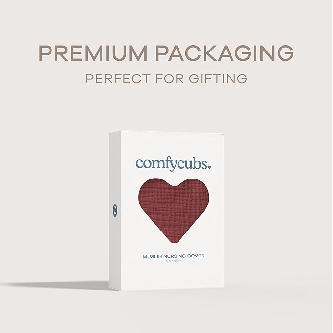 Comfy Cubs Muslin Nursing Cover, Pack of 1, 100% Muslin Breastfeeding Cover - Soft & Breathable Baby Nursing Scarf with Adjustable Neck Strap - Portable, Lightweight & Privacy Coverage - Wine