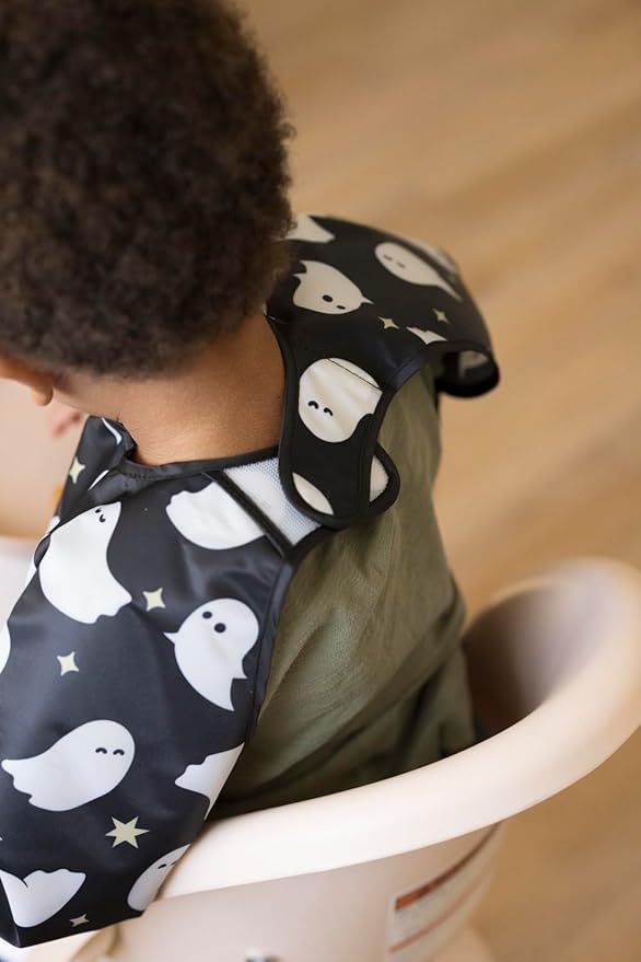 Tiny Twinkle Long Sleeve Bib for Babies & Toddlers – Waterproof Smock Bib for Eating – Machine Washable & Mess-Proof, Baby Feeding Essential & Shower Must-Have(Ghosts, 6–24M)