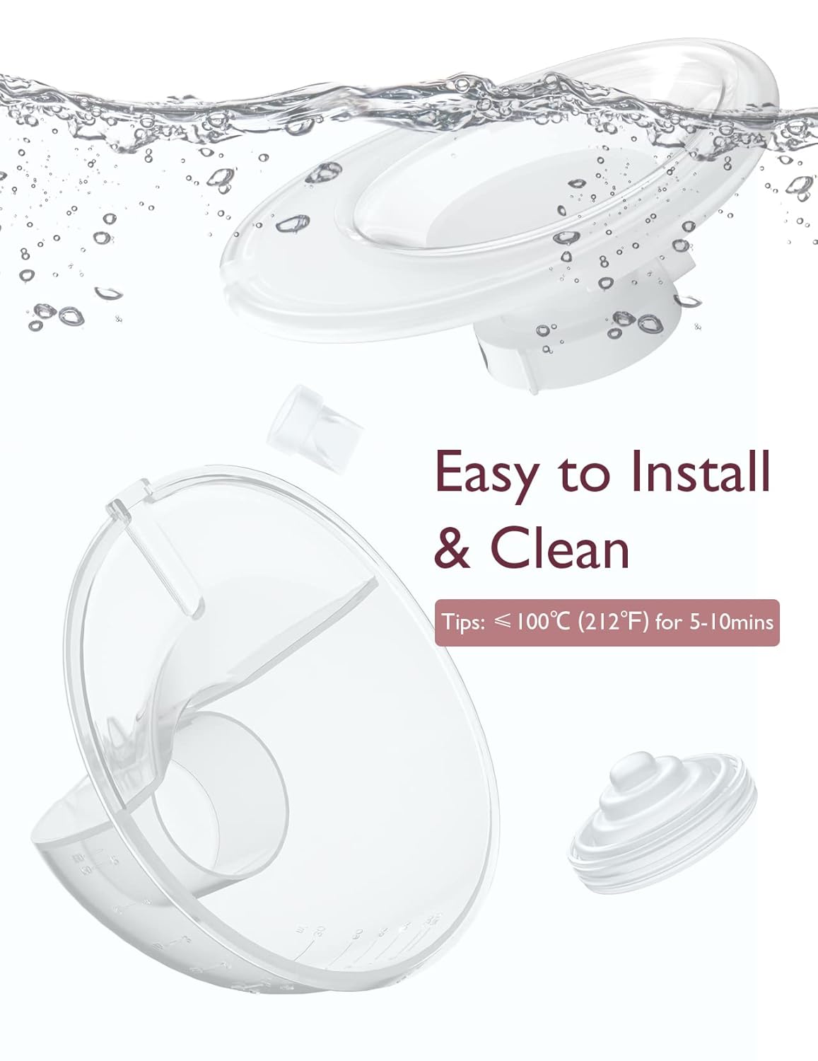 Momcozy Full Set Collector Cup Only Compatible with Momcozy M5 NOT for Others. Original M5 Breast Pump Replacement Accessories (160ml, with Double-Sealed Flange 24mm)