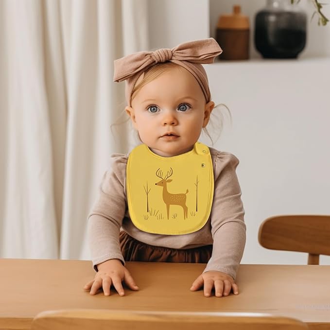 Maiwa 6 Pack Waterproof Cotton Baby Bibs for Girls Boys for Drooling Eating with Snaps