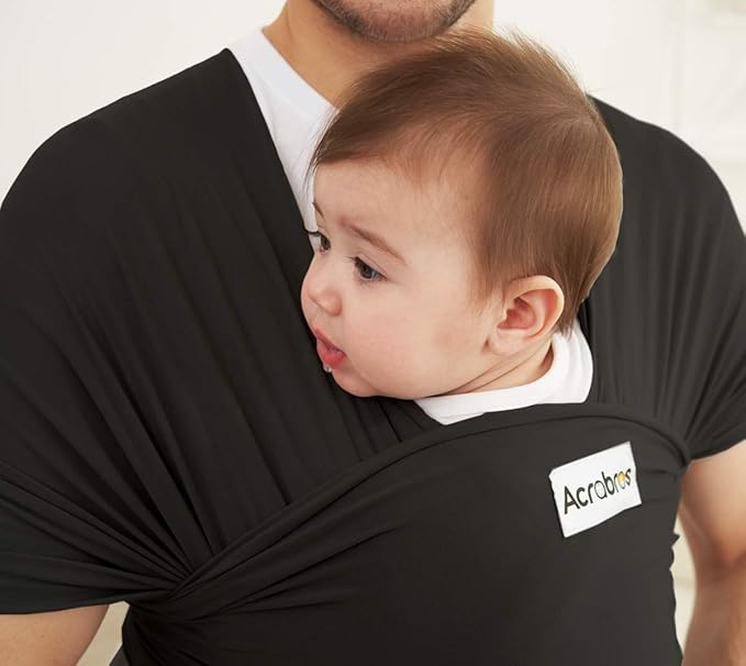 Acrabros Baby Wrap Carrier,Hands Free Baby Carrier Sling,Lightweight,Breathable,Softness,Perfect for Newborn Infants and Babies Shower Gift,Black
