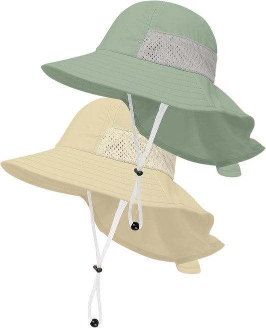 Toddler Baby Sun Hat Kids Summer UPF 50+ for Boys Girls Adjustable Beach Hats with Bucket Wide Brim Age 1-7 Years