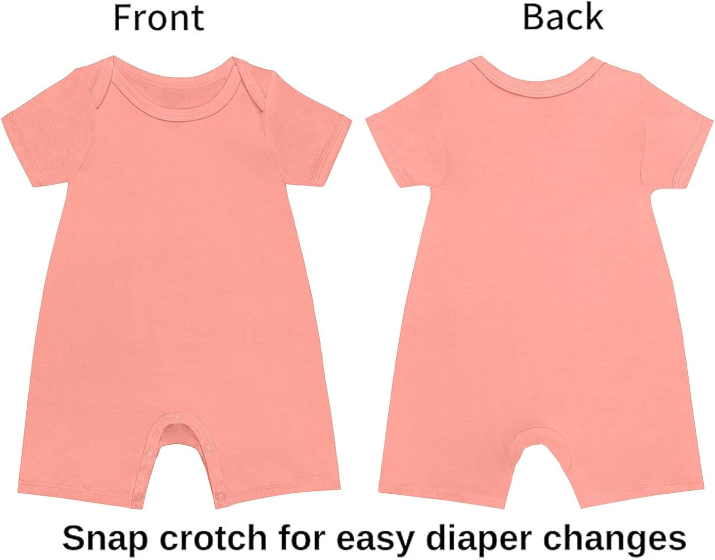 GUISBY Rayon Baby Pajamas, Short Sleeve Footless Rompers, Snap Closure Sleeper for Boy Girls