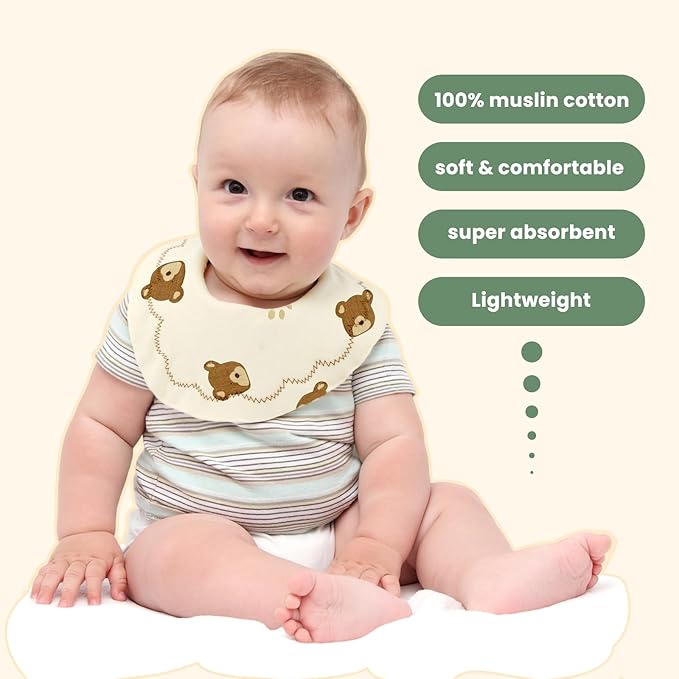 Baby Bibs Muslin Bibs for Baby Girl Boy for Drooling and Teething 10 Pack
