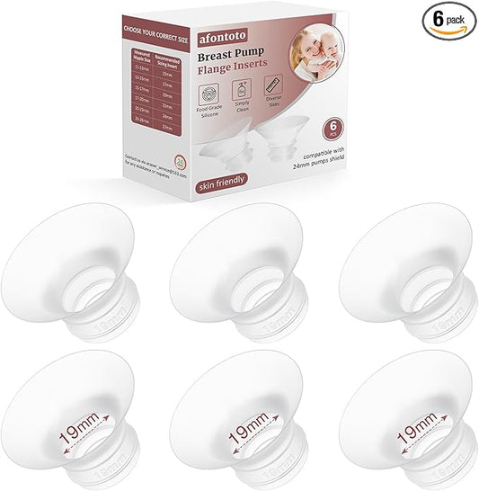 Flange Sizing Kit 6PCS 19mm for 24mm Flange/Shield of Pumps, Flange Inserts 19mm Compatible with Momcozy M5/M6/S12 Pro/S9 Pro/V1 Pro, Spectra/eufy/Medela/TSRETE Breast Pump Replacement Parts, 6pc-19mm