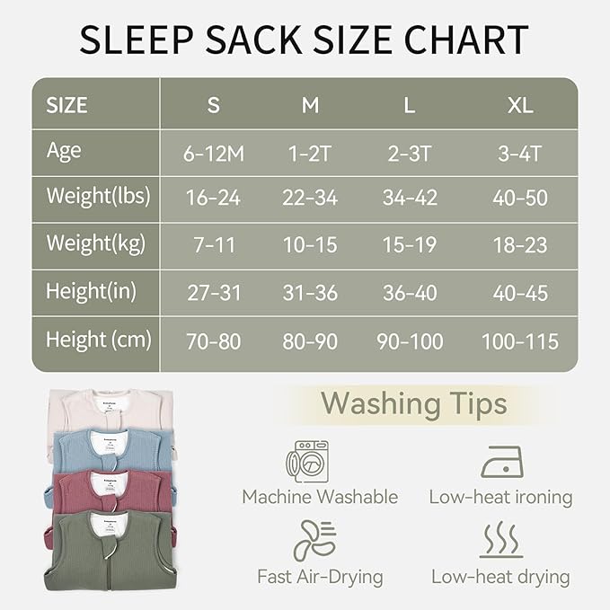 Rayon Made from Bamboo Toddler Sleep Sack with Feet 1.0 Tog Breathable Sleep Sack 6-12 Months Ultra Soft Baby Wearable Blanket with Legs Unisex Sleeping Bag with 2-Way Zipper