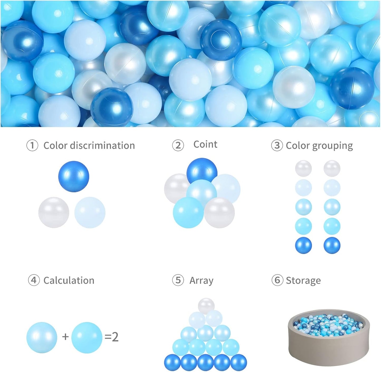 GOGOSO Ball Pits Balls for Toddlers Pack of 50 100 200 Plastics Shape Ball Non-Phthalate Non-BPA Non-Toxic 2.2-Inch Crush Proof Play Balls