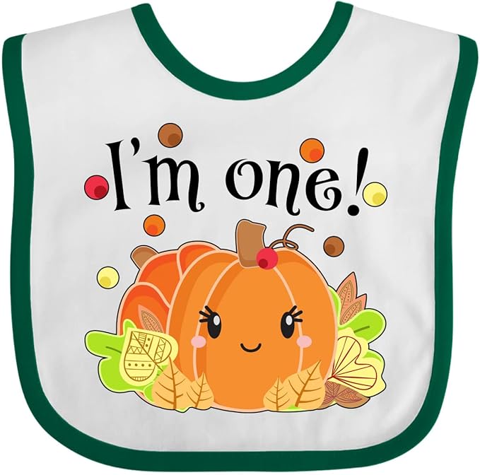 inktastic I'm One- Pumpkin Birthday Autumn Baby Bib