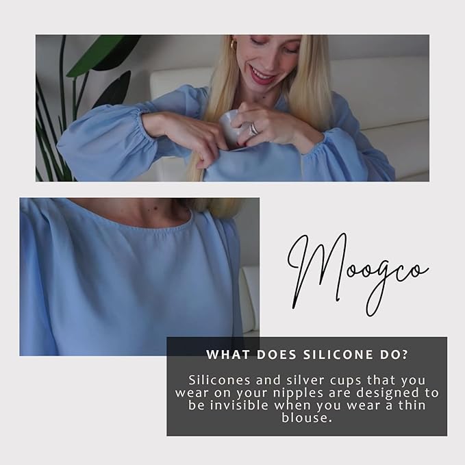 The Original Silver Nursing Cups with Silicone Pads - Nipple Shields for Nursing Newborn - Newborn Essentials Must Haves-Nipple Covers Breastfeeding-925 Silver