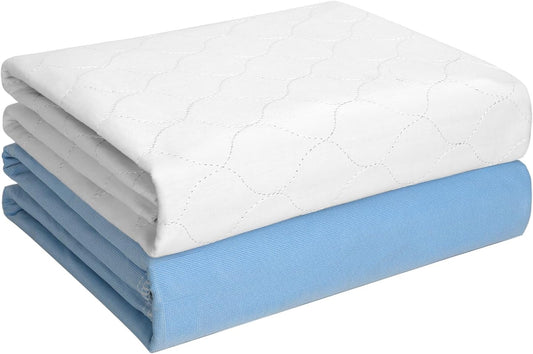 Heavy Absorbency Bed Pad, Washable and Reusable Incontinence Bed Underpads, 34"X52" (2 Pack), Waterproof Mattress Protector
