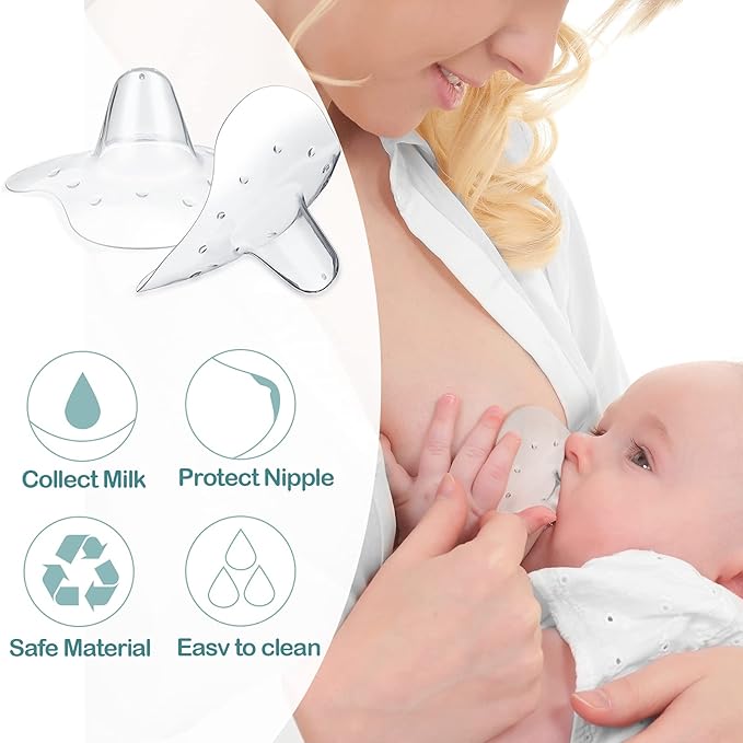 Nuanchu 8 Pcs Nipple Shields for Nursing Newborn Breastfeeding 20 mm 15 mm Nipple Shield Bulk Silicone Protector with Clear Carrying Case for Protecting Sore, Flat or Inverted