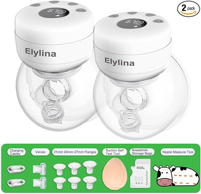 Wearable Breast Pump Hands Free｜Electric, Portable & Hands-Free, Super Quiet & Strong Suction, 2 Modes 9 Levels, Easy Clean, Auto Memory, All-Day Battery, 3 Flange Sizes (21mm/24mm/27mm)