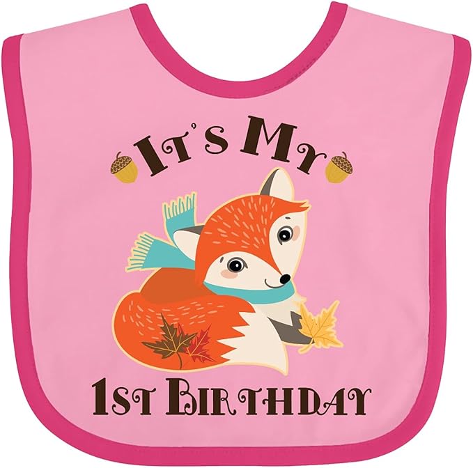 inktastic 1st Birthday Woodland Fox Baby Bib