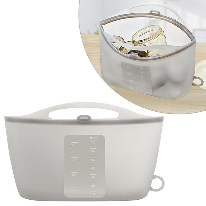 Silicone Microwave Steam Sterilizer Bag for Baby Reusable Quick Sterilizing Bag for Bottles Breast Pump Parts Toddler Accessories Great for Travel - 2000ml Grey