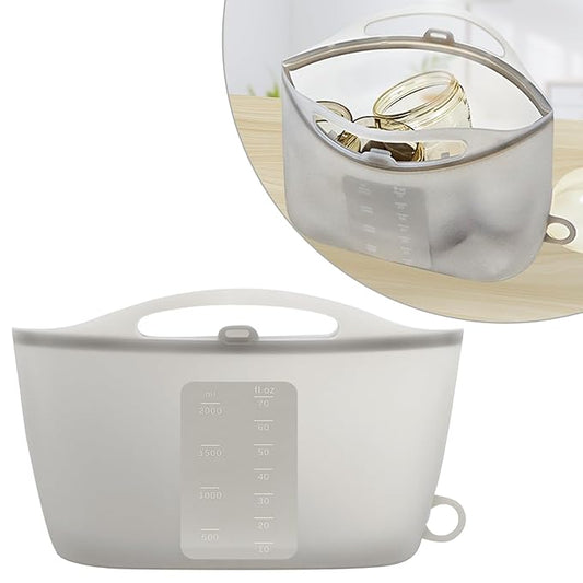 Silicone Microwave Steam Sterilizer Bag for Baby Reusable Quick Sterilizing Bag for Bottles Breast Pump Parts Toddler Accessories Great for Travel - 2000ml Grey