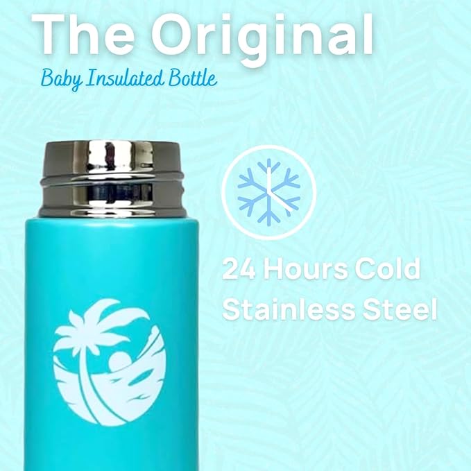 Waiu Insulated Stainless Steel Baby Bottle BPA-Free | Keeps Drinks Hot for 8 Hours, Cold for 24 Hours | 4 oz. (Blue)