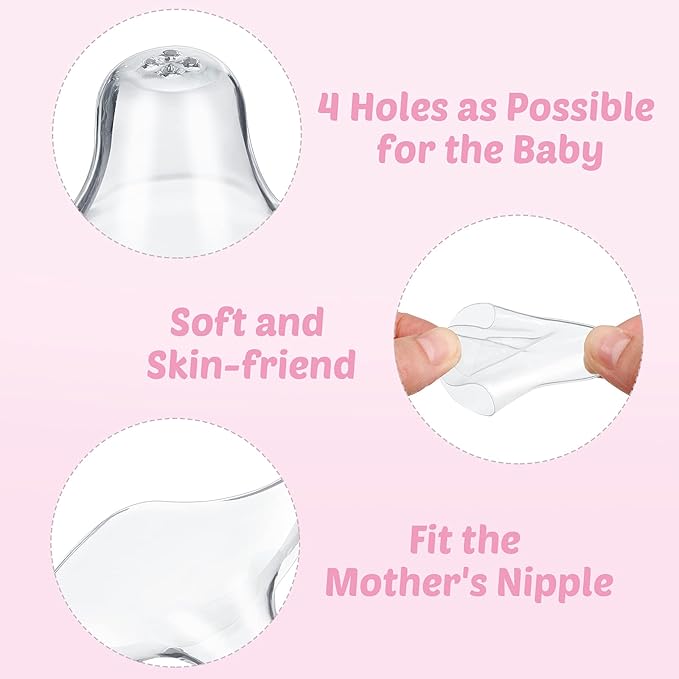 Nuanchu 8 Pcs Nipple Shields for Nursing Newborn Breastfeeding 20 mm 15 mm Nipple Shield Bulk Silicone Protector with Clear Carrying Case for Protecting Sore, Flat or Inverted