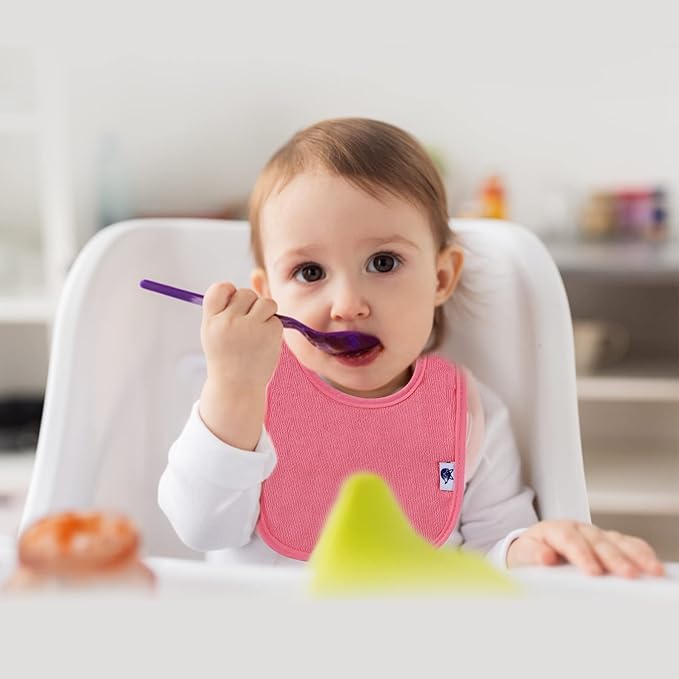 12 Pack Terry Drool Cotton Bibs, Unisex Baby Bibs with Fiber Filling Waterproof for Feeding, Teething, Drooling