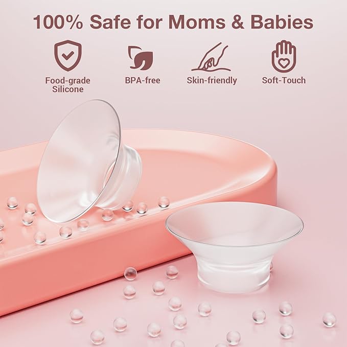 21mm Flange Inserts Compatible with Momcozy Wearable Breast Pump, 8PCS Softer Silicone Flange Insert Kit for 24mm Shield of Most Pumps, Breastfeeding Essentials Pumping Replacement Parts Accessories