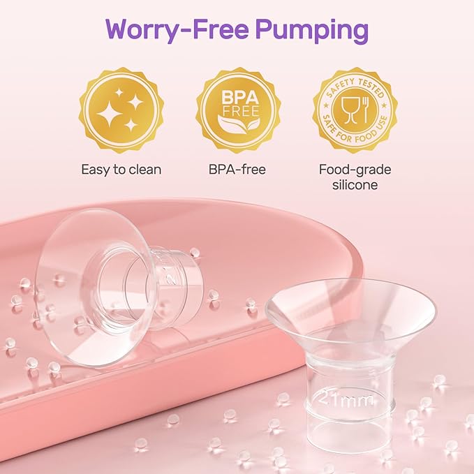 Nuliie 8PCS Silicone Flanges Insert Replacement Kit, Flange Sizing Kit 21mm for 24mm Flange/Shield Breast Pumps, Pumping Essential Kit for Moms