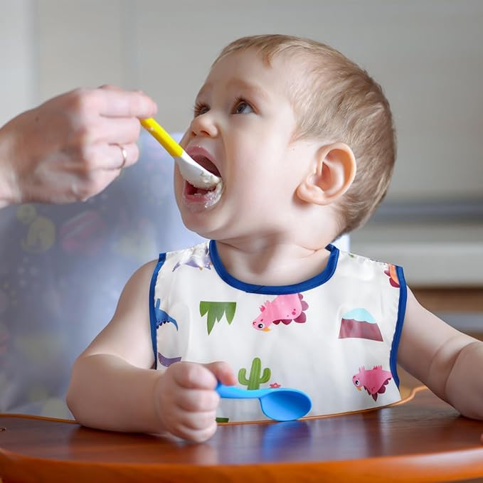 Accmor Baby Bibs, Waterproof Baby Toddler Bibs, Apron Smock Bib for Baby Boys Girls, Essential Must Have for Eating, Feeding