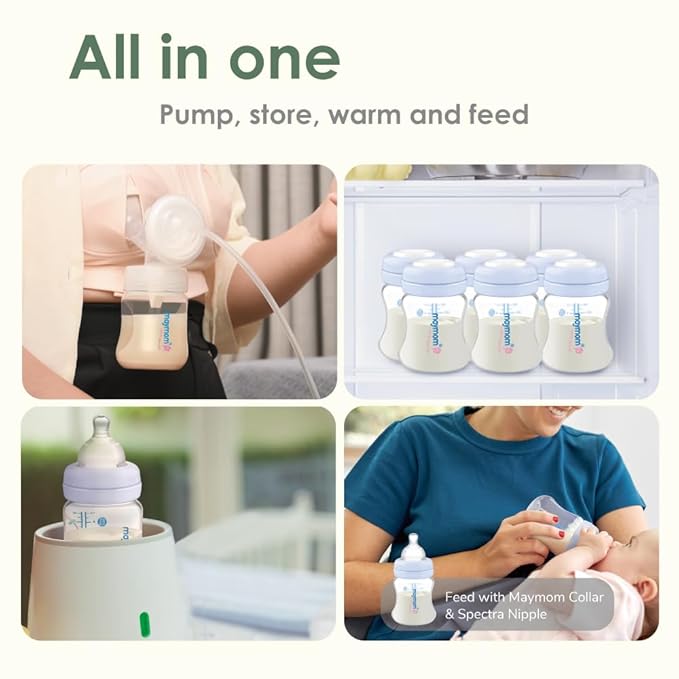 Maymom Wide-Mouth Milk Storage Collection Bottle with SureSeal Sealing Disk; Compatible with Spectra/Motif Luna/Ameda MYA/Bellababy Pumps. Can Replace Spectra S1 S2 Bottles, 6 pc (4.7Oz/140mL, 6pc)