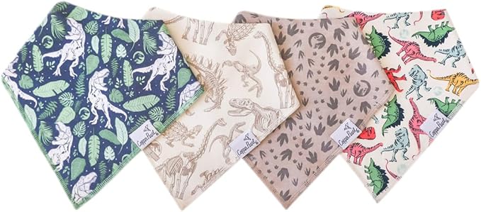 Copper Pearl Baby Bandana Bibs - 4 Pack Soft Cotton Bibs for Drooling & Teething, Absorbent, Adjustable Fit, Many Styles