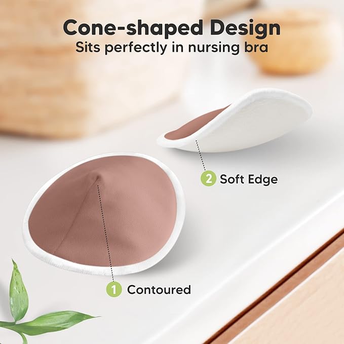 Organic Nursing Pads - 14 Washable Viscose Derived from Bamboo Breastfeeding Pads, Wash Bag, Reusable Breast Pads for Breastfeeding, Nipple Pads for Breastfeeding Essentials(Plum, XL 5.5")