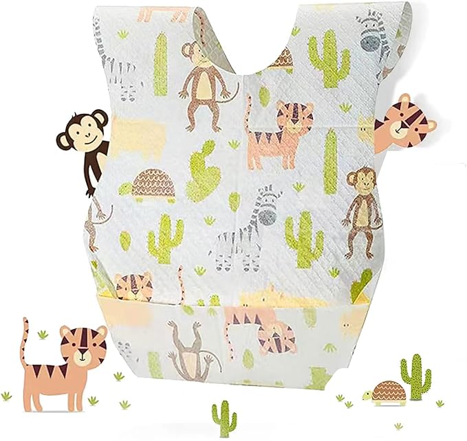 30/60pcs Baby Disposable Bibs-Individually Packaged,Soft, Leak Proof and Convenient, disposable bibs for toddlers