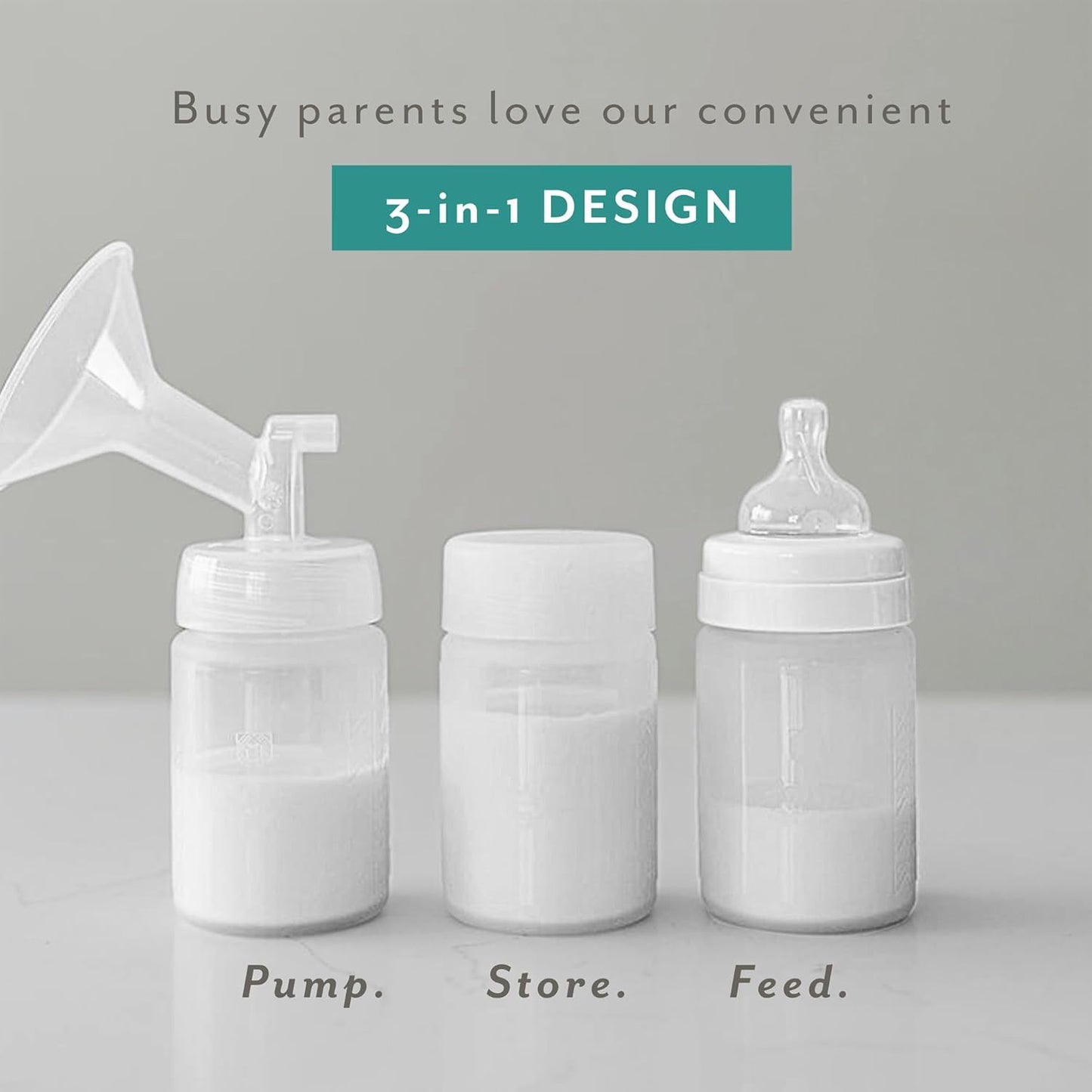 Mila's Keeper Premium Silicone Breast Milk Storage Bottles, for Pumping, Storing and Feeding, Fits Leading Pumps and Nipples, 6 oz Silicone Milk Storage Containers, Wide Neck Aspen White, Set of 3