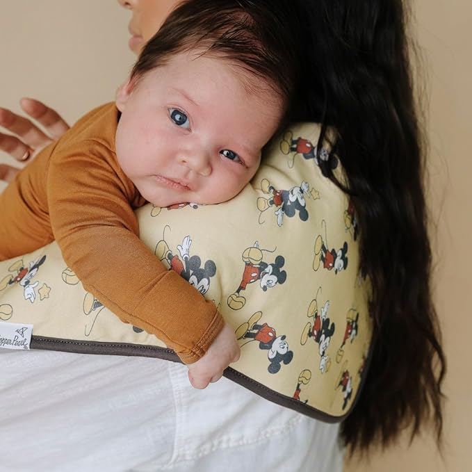 Copper Pearl Baby Burp Cloth Large 21''x10'' Size Premium Absorbent Triple Layer 3-Pack Gift Set Mickey Mouse & Friends