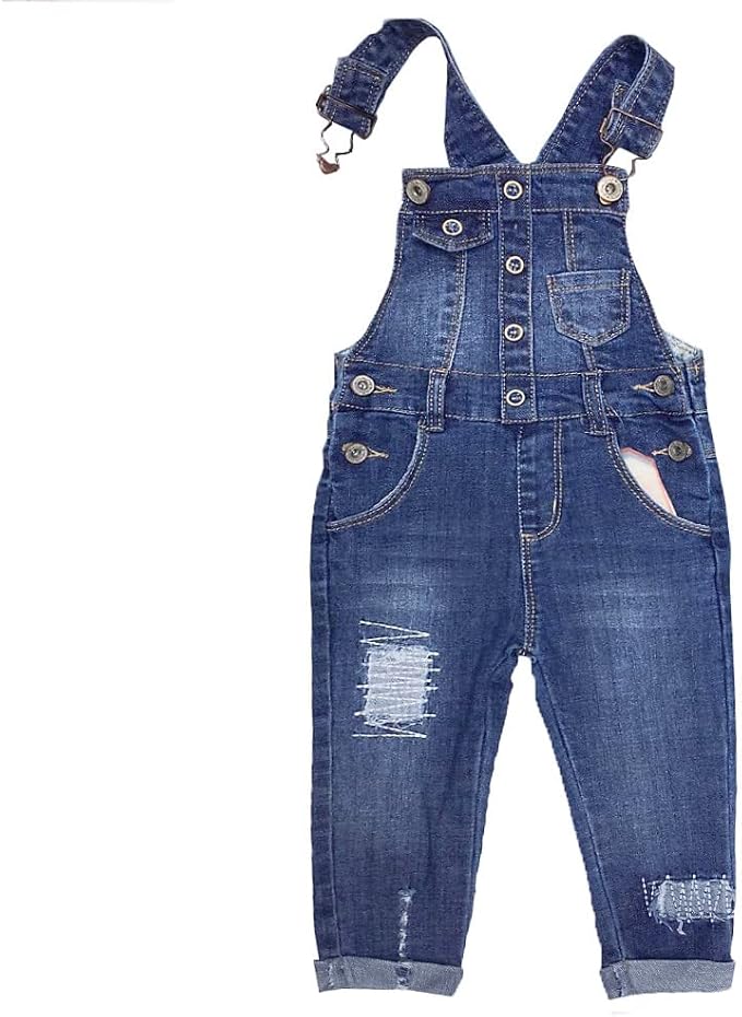 KIDSCOOL SPACE Baby Toddler 2 Buttons Adjustable Straps Fashion Jean Overall