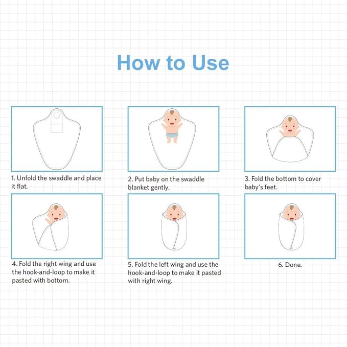 Premium Soft Cotton Baby Swaddle Blankets, Unisex Baby Blanket Wrap for Newborn Baby Boys Girls, Skin Friendly Wearable Swaddling Sleep Sack Calms Startle Reflex (Button, Blue, 0-3 Months)