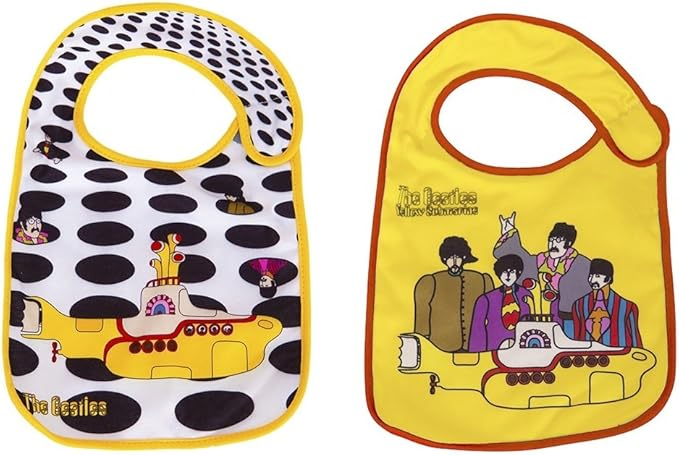 daphyls The Beatles Yellow Submarine Baby Bib 2-Pack Extra Soft, Officially Licensed, Easy Side Closure, Large Size Fits Infant Toddler and Baby