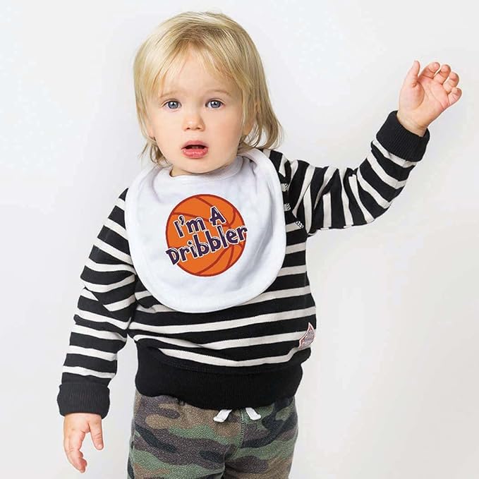ChalkTalkSPORTS Basketball Baby & Infant Bibs | Soft Microfiber Basketball Baby Bibs