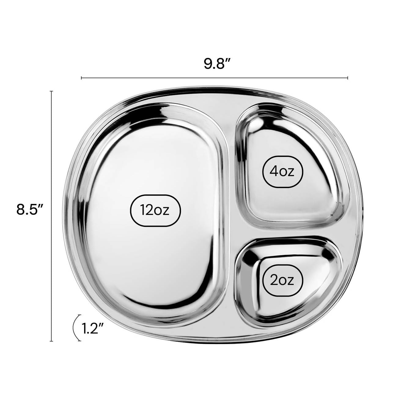 Ahimsa Stainless Steel Kids Plates - Divided Toddler Plates, Pediatrician Designed, Non Toxic Toddler Plate, Camping Plate, BPA Free & Dishwasher Safe (Single)