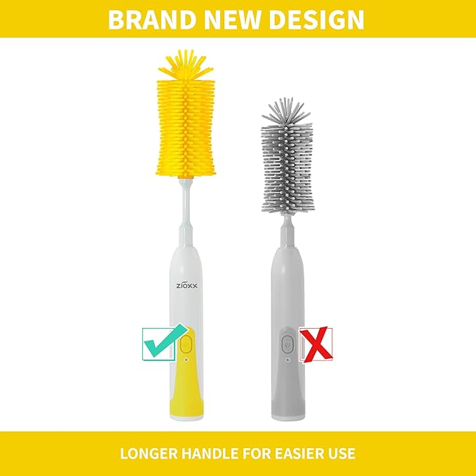 Electric Bottle Brush Cleaner, Portable Electric Baby Bottle Brush Cleaner for Travel, Rechargable Travel Bottle Cleaner Kit with Nipple & Straw Brush, Perfect Mom Essentials After Birth Gift, Yellow