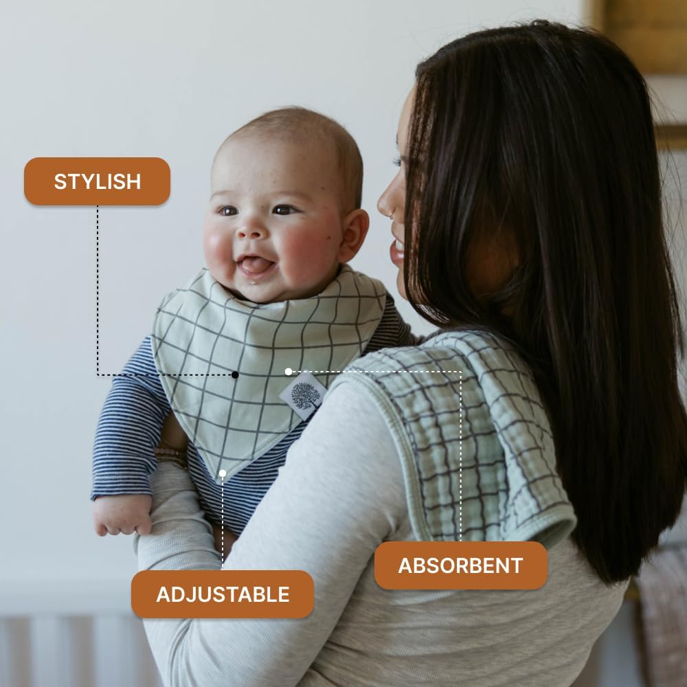 Parker Baby Bandana Drool Bibs 8 Pack Baby Bibs for Boys, Girls, Unisex - Soft & Stylish Teething Bibs for Babies