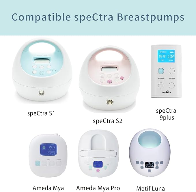 Pump Parts Compatible with Spectra S1/S2/9 Plus, Not Original Accessories, Full Set Replacements Include 15mm Flange, Duckbill Valve, Backflow Protector, Tubing and Bottle