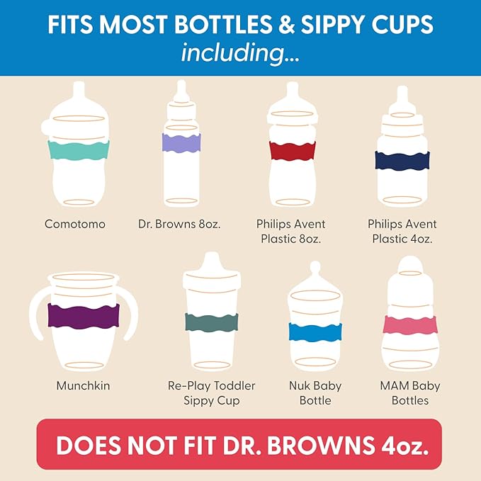 InchBug Orbit Labels Baby Bottle and Water Bottle Silicone Name Bands – Personalized Reusable Label Set for Daycare, Sippy Cups, Preschool, Elementary School, Dishwasher Safe, 4-Pack (Lavender Gelato)